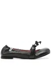 Premiata Elasticated Leather Ballerina Shoes In Black