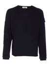 Premiata Crewneck Sweater With Long Sleeves And Elbow Patches In Black