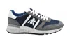Premiata Lander Sneakers In Blue Suede And Fabric In Multi