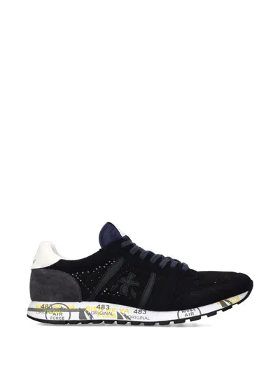 Premiata Eric Perforated Suede Sneakers In Black