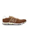 Premiata Eric Sneakers In Perforated Brown Suede And Beige Suede Inserts In Brown