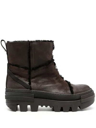 Premiata Exposed-seam Leather Boots In Brown