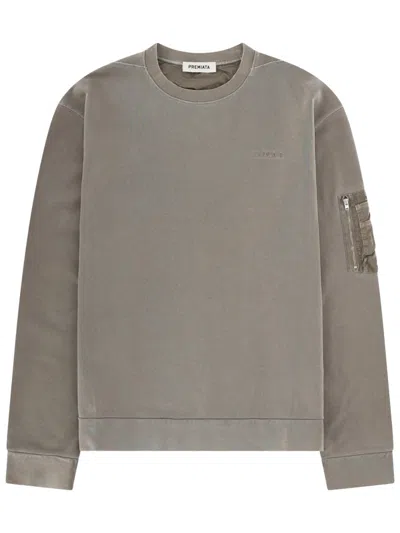 Premiata Cotton Ribbed Crewneck Sweatshirt In Gray