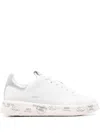Premiata White Sneakers With Metallic Heel Accent In White