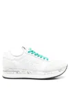 Premiata Conny Sneakers In White Suede And Fabric In Multicolor