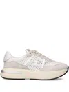 Premiata Luxe Mesh And Suede White Sneakers In Multicolor