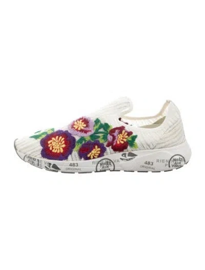 Pre-owned Premiata Floral Print Sneakers In White