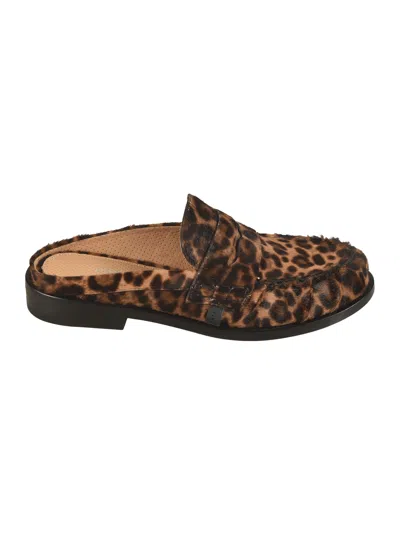Premiata Fringe Leopard Print Mules In Fantasia