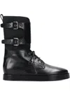Premiata Furry Buckle Boots In Black
