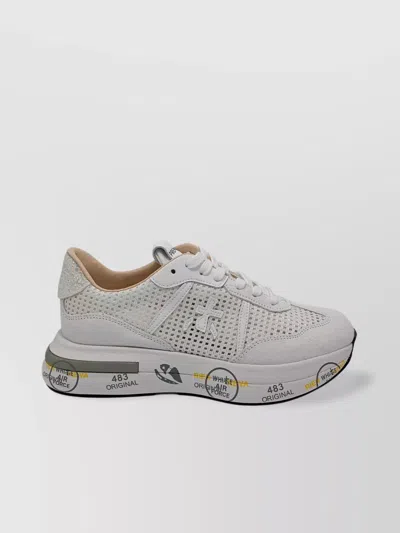 Premiata Glitter Detailing Lace-up Shoes In Gray