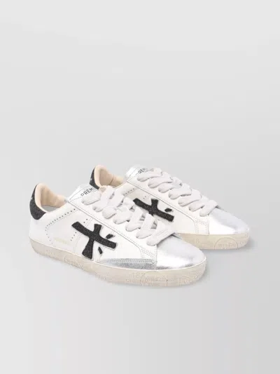 Premiata Glitter Low Top Sneakers In White
