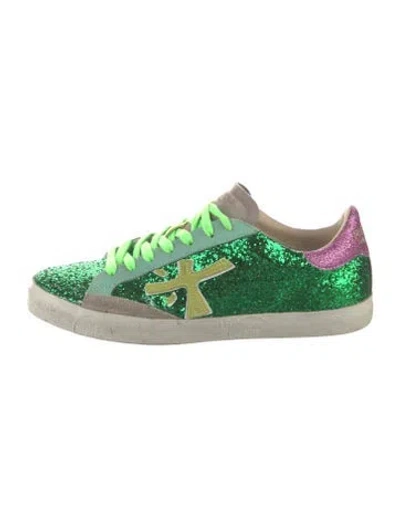 Pre-owned Premiata Glitter Sneakers In Green