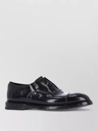 Premiata Glossy Derby Lace Up Shoes Round Toe In Animal Print