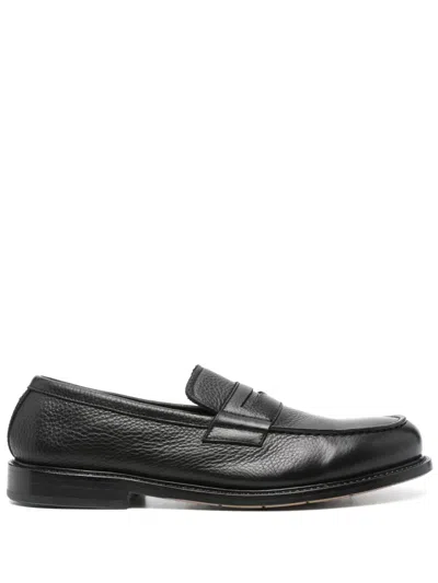 Premiata Grained Leather Loafers In Black