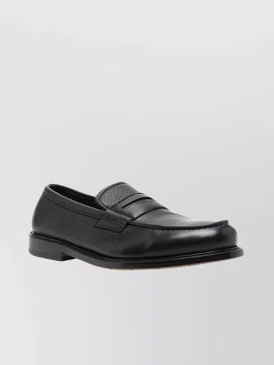 Premiata Grained Texture Leather Penny Loafers In Black