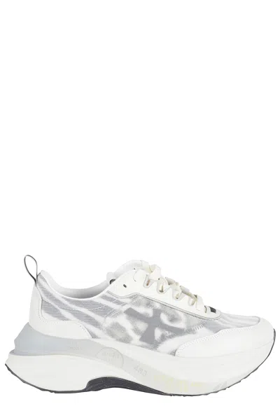 Premiata Gray Hill 7507 Side-logo Cotton-blend Sneakers In White