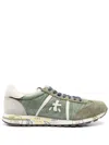 Premiata Lucy Sneakers In Green Suede And Fabric