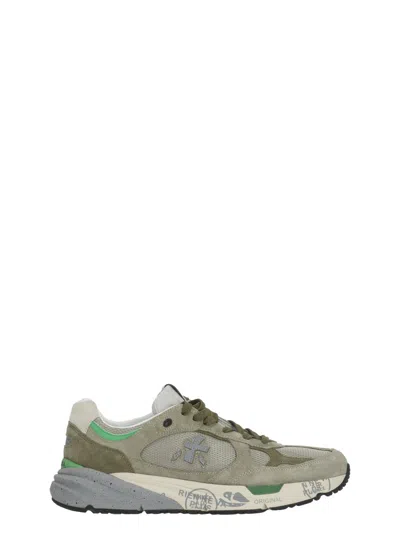 Premiata Green Mase25 Suede Inserts Sneakers In Gray