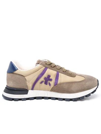 Premiata Green Recycled Leather Johnlowd Sneakers In Beige