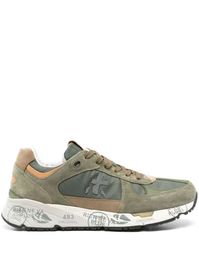 Premiata Leather Sneakers In Olive Green