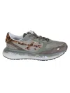 Premiata Green Technical Fabric And Suede Sneakers With Leopard-print Details In Animal Print