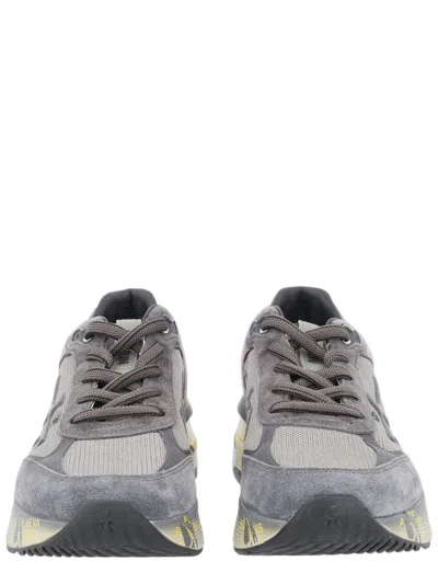 Premiata Grey Layered Suede Mesh Sneakers In Gray