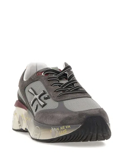 Premiata Grey Logo Sneakers In Gray