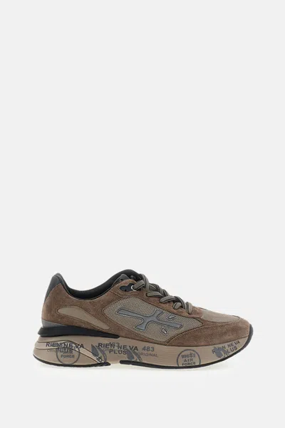 Premiata Grey Moerun Suede Technical Fabric Sneakers In Multi