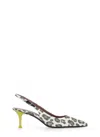 Premiata Leopard-print Slingback Pumps In Grey