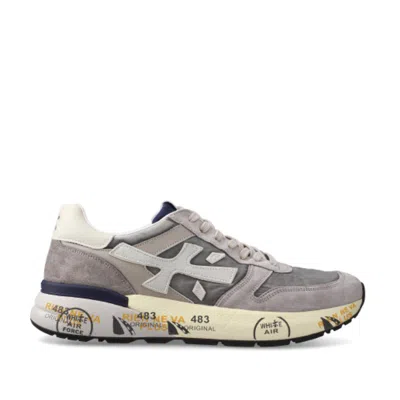 Premiata Grey Suede And Technical Fabric Sneakers In Neutrals