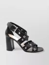Premiata Heel Block Strappy Sandals Eyelet In Black