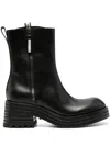 Premiata Heidi Zip-up Brushed-leather Boots In Black