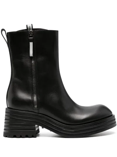 Premiata Heidi Zip-up Brushed-leather Boots In Black