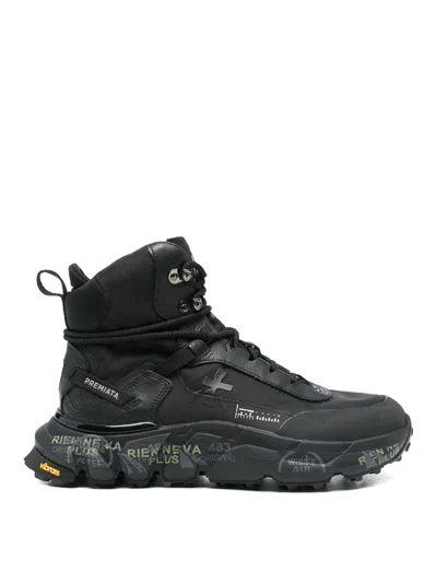 Premiata High Sneakers  In Black Leather