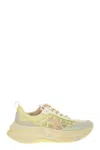 Premiata Pastel Leather And Mesh Sneakers In Green