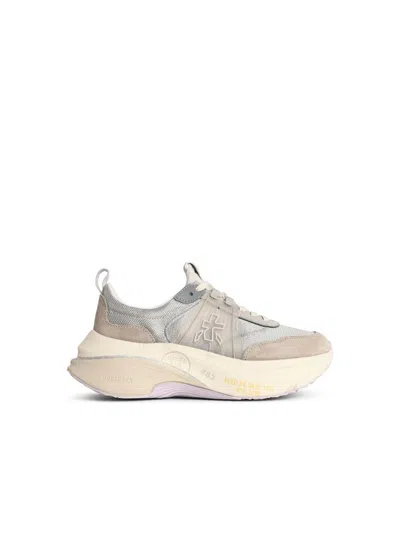 Premiata 'hill' Grey Suede Blend Sneakers In Neutral