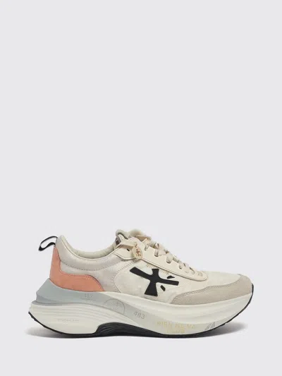 Premiata Hill Nylon And Suede Sneakers With Chunky Sole In Animal Print