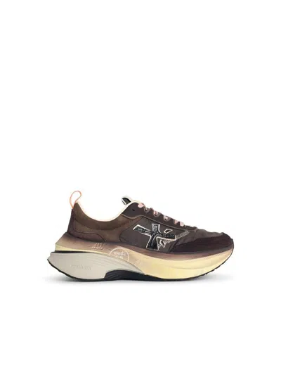 PREMIATA PREMIATA 'HILL' SNEAKERS IN SUEDE AND BROWN FABRIC