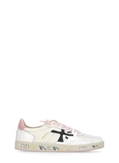PREMIATA IVORY PREMIATA ISTRICE LEATHER SNEAKERS