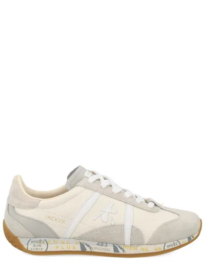 Premiata Jackyx 25d Calfskin Minimalist Sneakers In Neutral