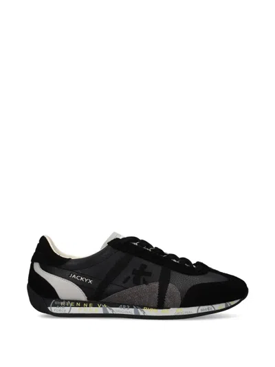 Premiata Jackyx Panelled Leather Sneakers In Black