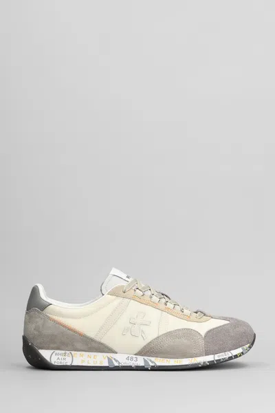 Premiata Jackyx Sneakers In Grey Suede And Fabric In Multi