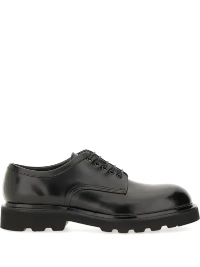 Premiata Polished Calf Leather Lace-up Moccasins In Animal Print