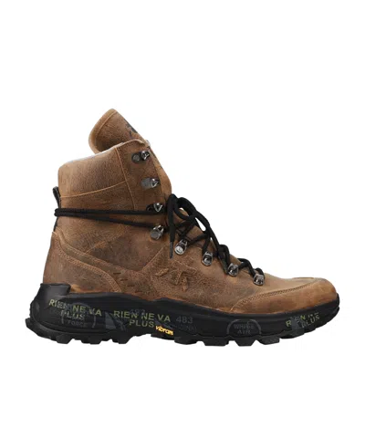 Premiata Lace-up High-top Sneakers In Brown