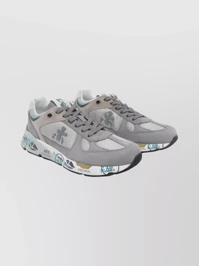 Premiata Lace-up Low Top Sneakers With Mesh Panels In Gray