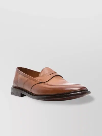 Premiata Laced Leather Penny Strap Shoes In Brown