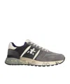 Premiata Lander Sneakers In Grey Suede And Fabric In Gray