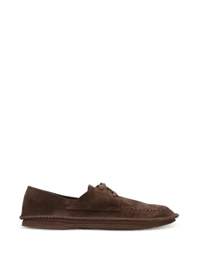 Premiata Lace-up Stitched Loafers In Brown