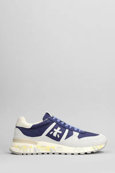 Premiata Landeck Trainers In Blue Suede And Fabric