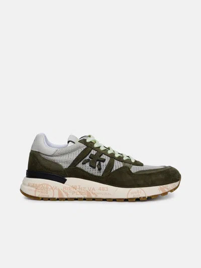 Premiata 'landeck' Sneakers In Leather And Green Fabric